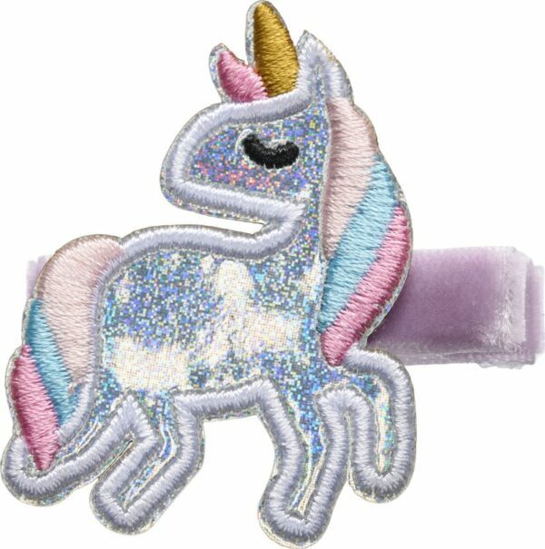 hårclips med broderi unicorn